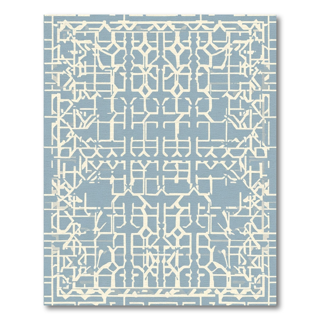 Pale Blue Geometric Labyrinth Rug