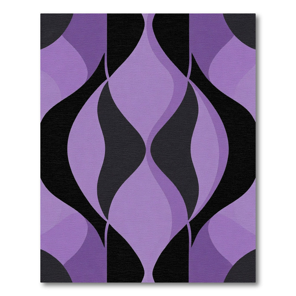 Purple Black Mid Century Modern Swirls Rug
