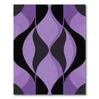 Purple Black Mid Century Modern Swirls Rug