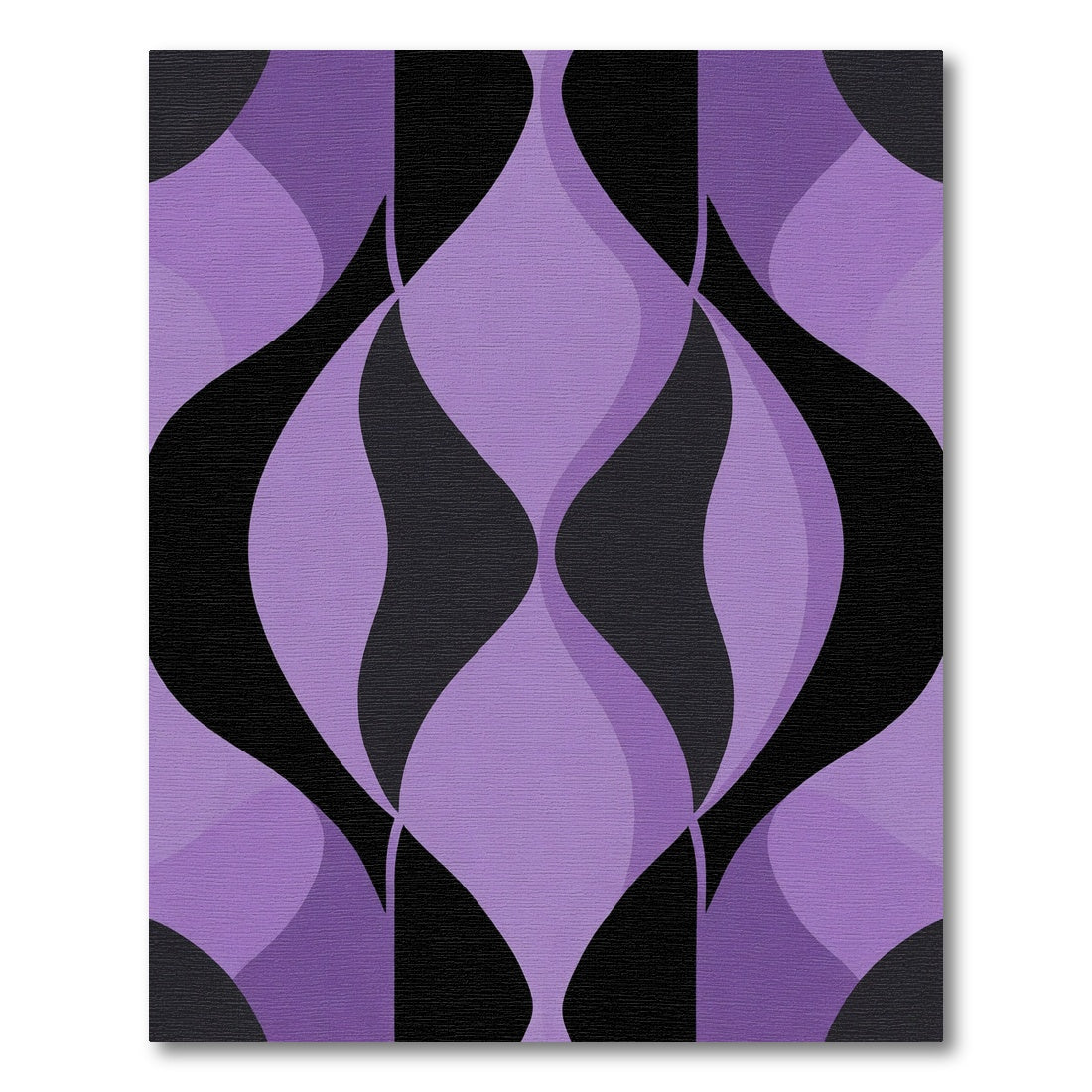 Purple Black Mid Century Modern Swirls Rug