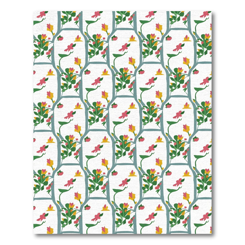 Chinoiserie Pink Yellow Bird Garden Rug