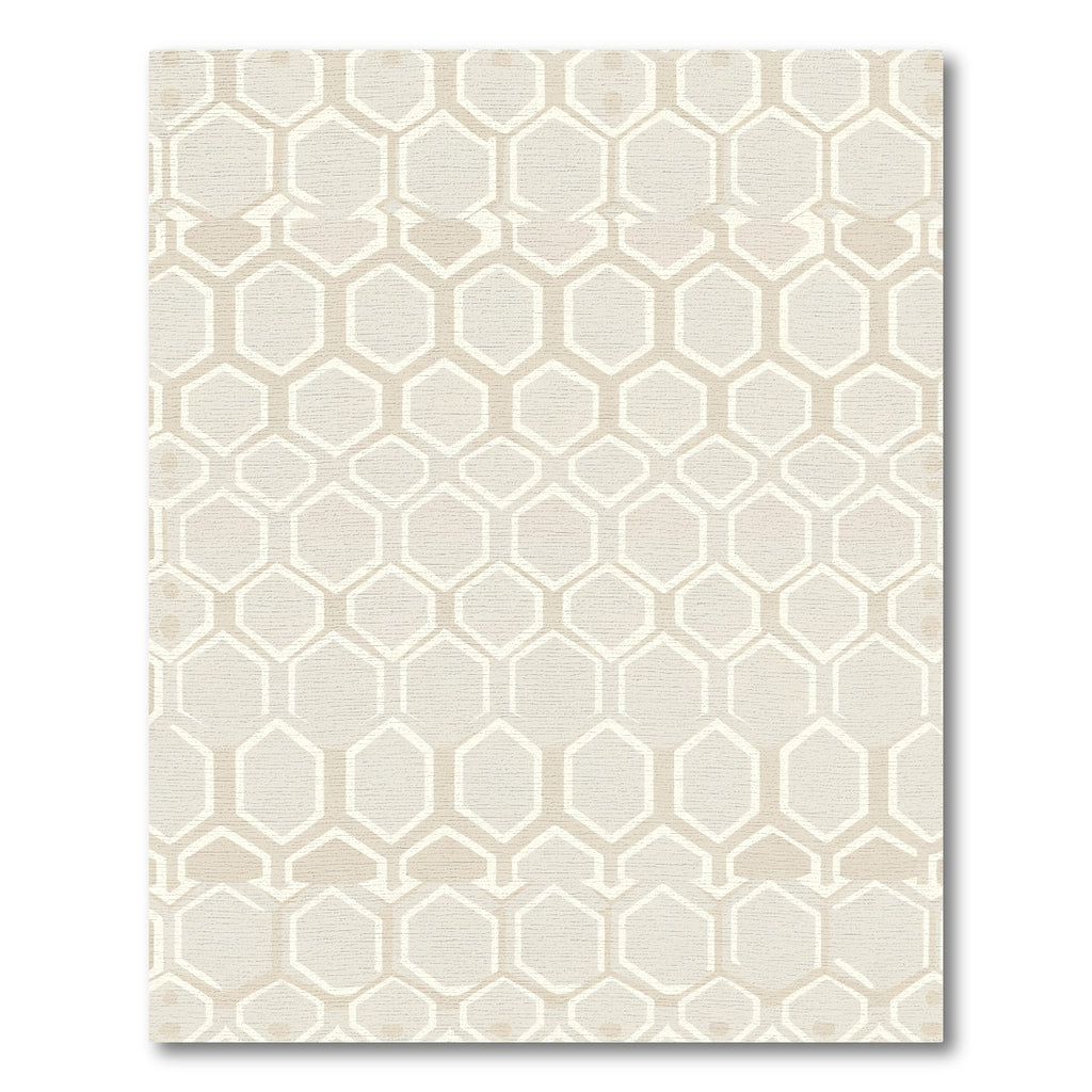 Neutral Cream Hexagon Lattice Rug