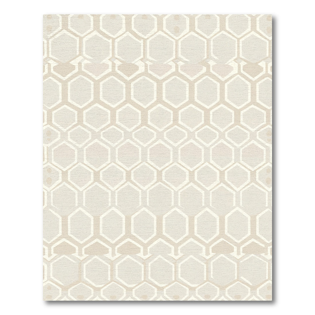 Neutral Cream Hexagon Lattice Rug