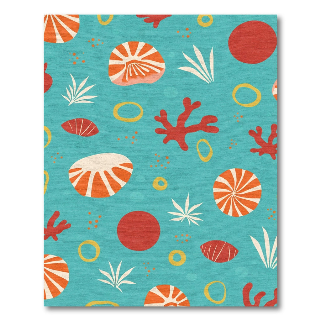Coastal Coral Sunburst Shapes Rug