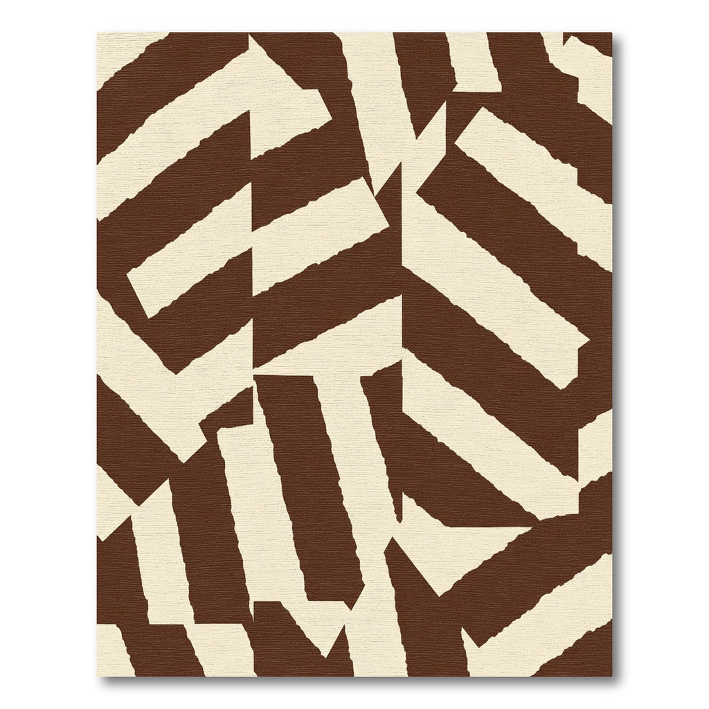 Brown Cream Jagged Geometric Stripes Rug
