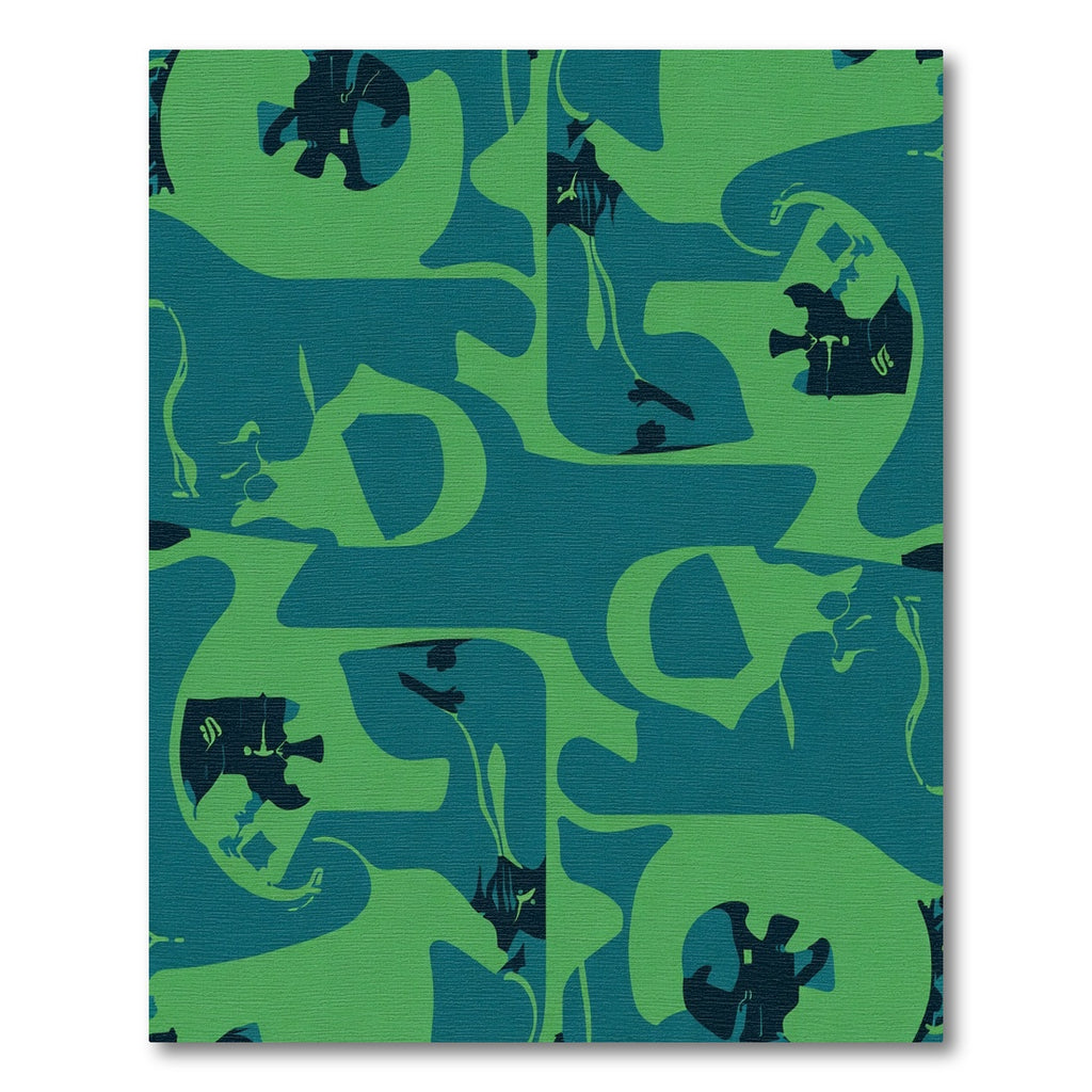 Teal Green Abstract Organic Flow Rug