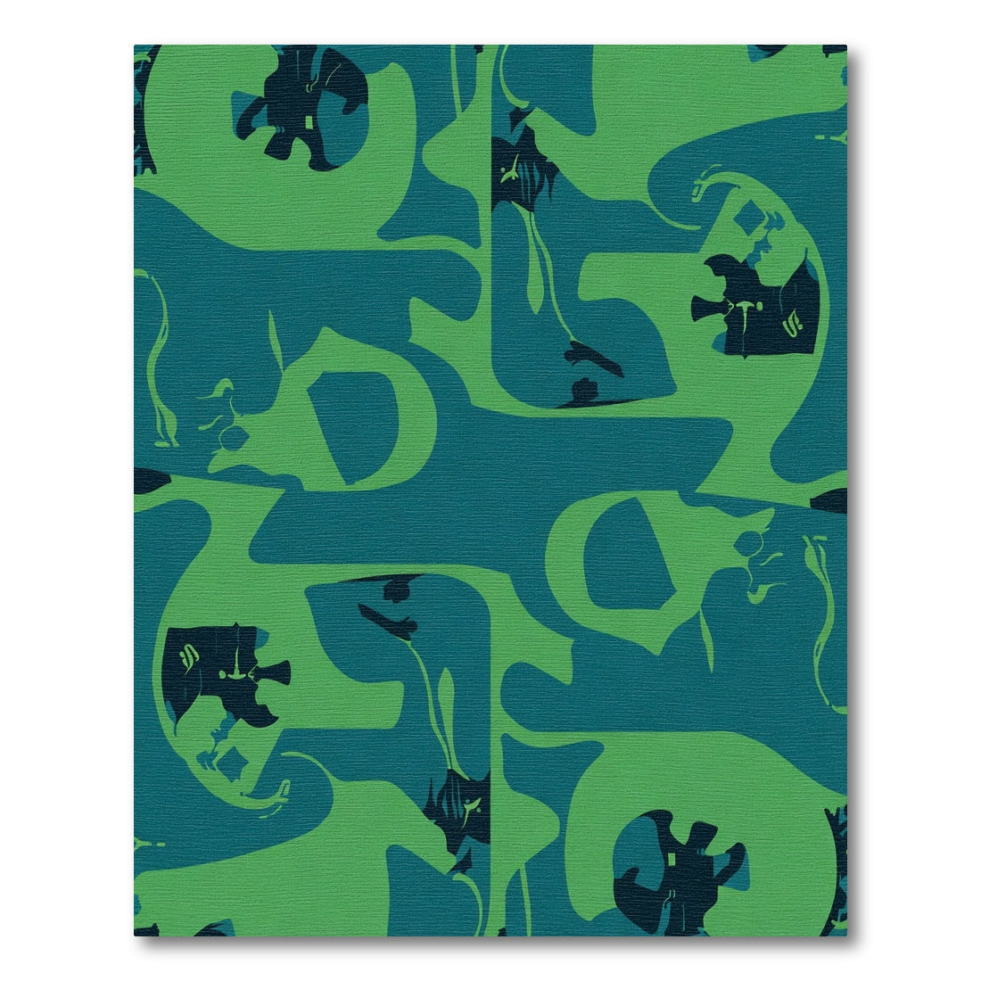 Teal Green Abstract Organic Flow Rug