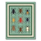 Collection Insect Icons Green Background Rug