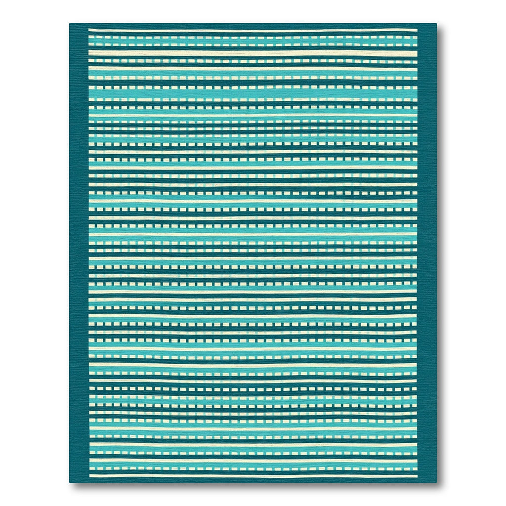 Aqua Blue White Striped Ensemble Rug