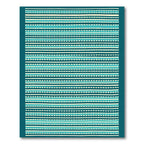 Aqua Blue White Striped Ensemble Rug