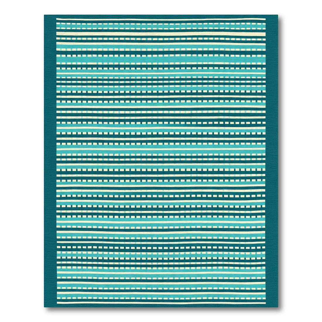 Aqua Blue White Striped Ensemble Rug