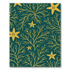 Yellow Coral Starfish Teal Botanical Rug