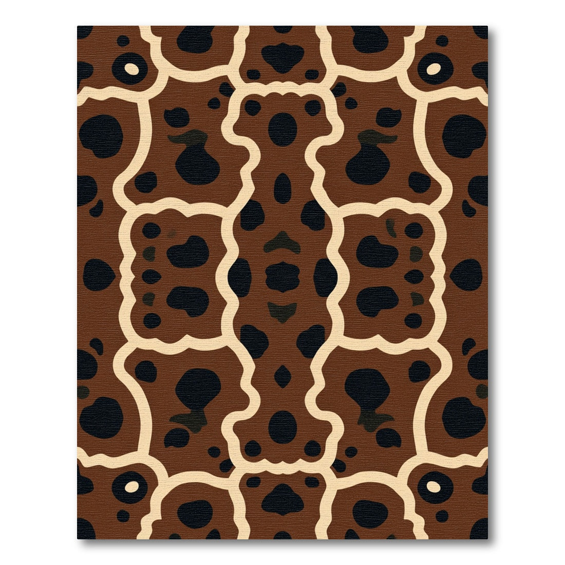 Brown Black Cream Organic Abstract Rug
