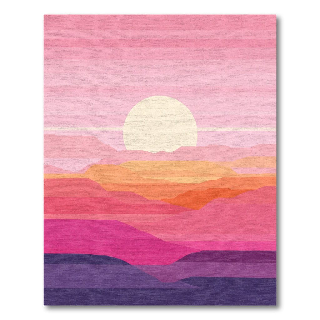 Pink Sunset Horizon Layered Landscape Rug