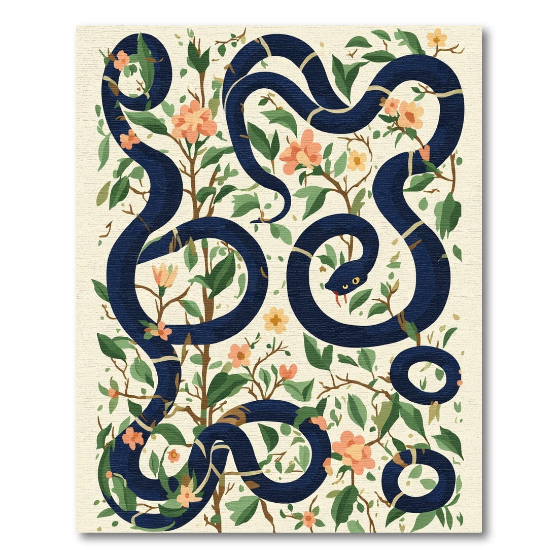 Dark Serpent Floral Branch Arrangement Rug
