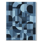 Cool Blue Abstract Geometric Harmony Rug