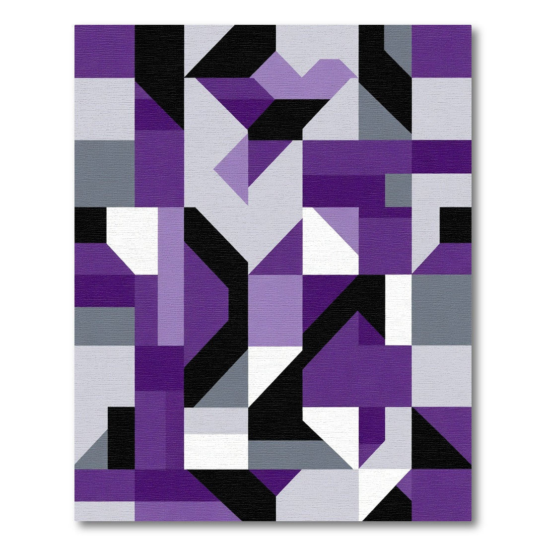 Modern Purple Geometric Mosaic Rug