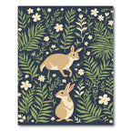Tan Rabbits Among Green Foliage Rug