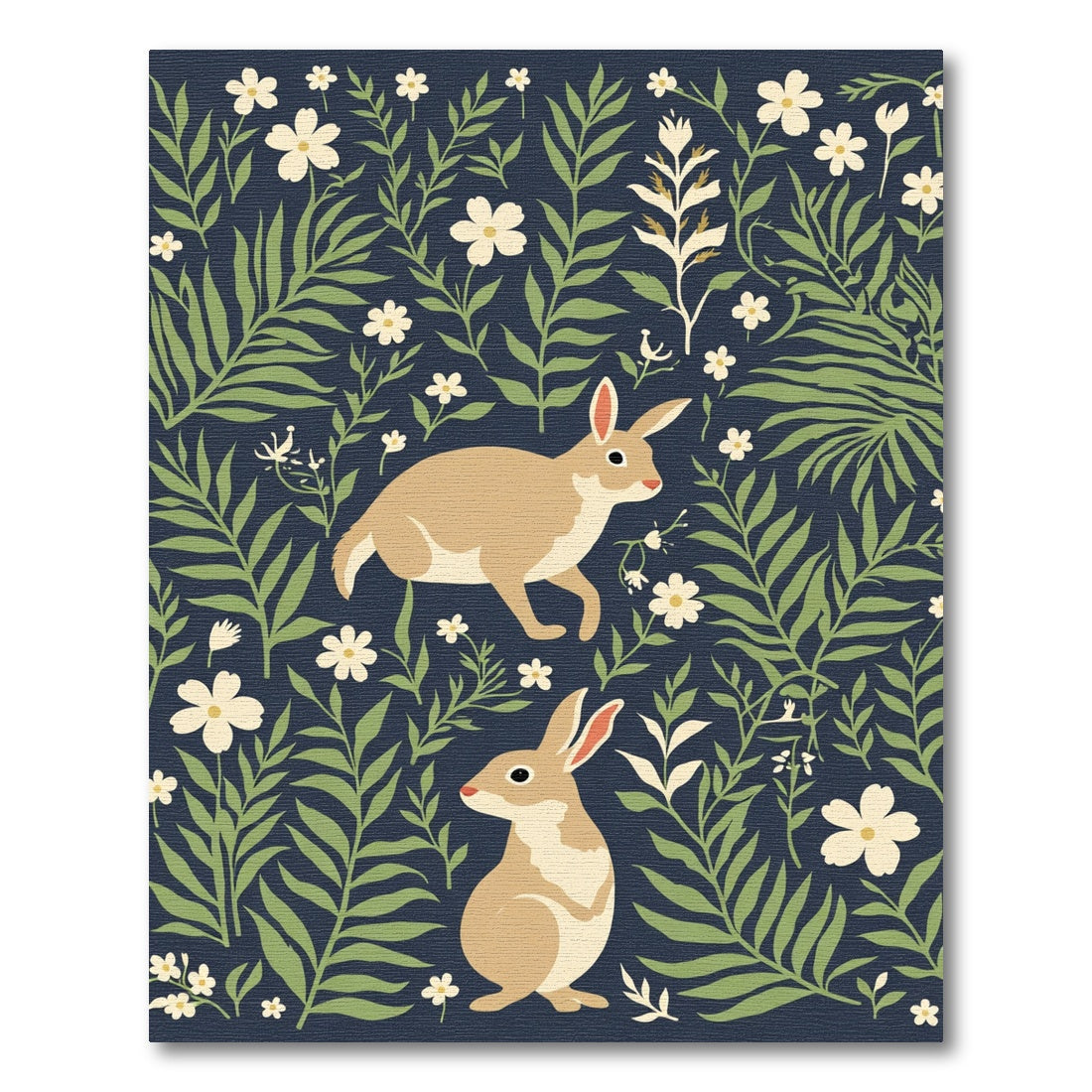 Tan Rabbits Among Green Foliage Rug