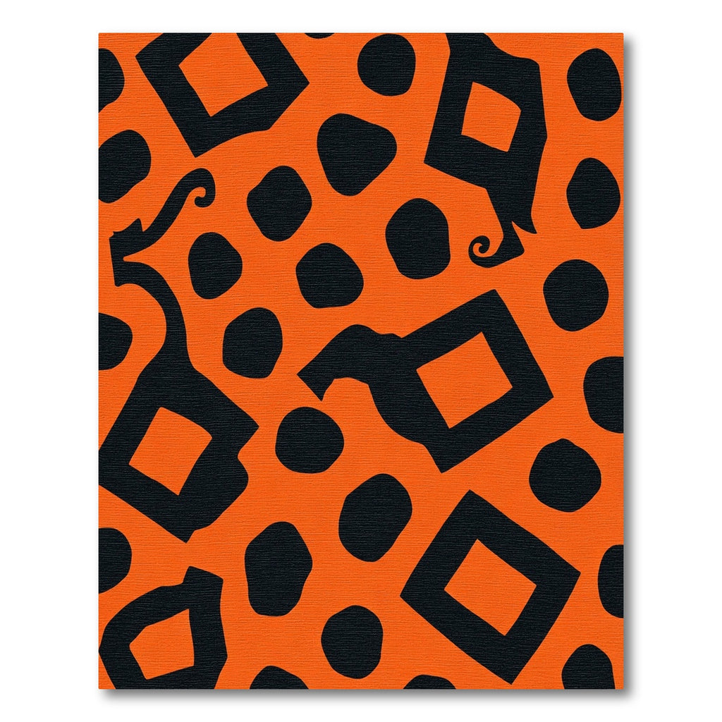 Bold Orange Black Witch Hat Accents Rug