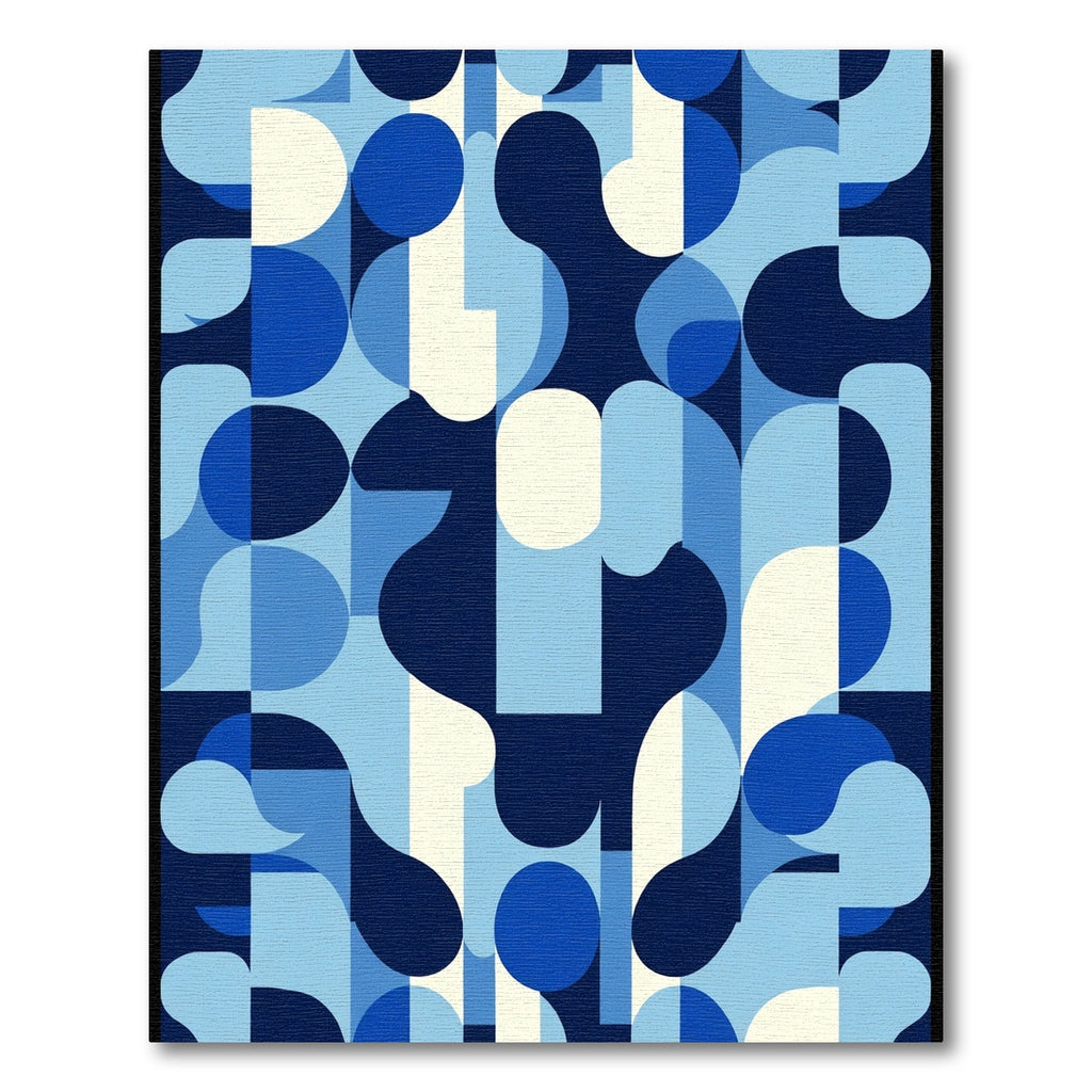 Mid Century Modern Blue Geometric Shapes Rug