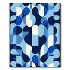 Mid Century Modern Blue Geometric Shapes Rug