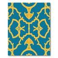 Blue Gold Arabesque Lattice Rug