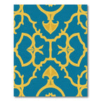 Blue Gold Arabesque Lattice Rug
