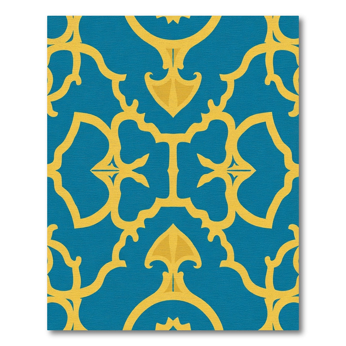 Blue Gold Arabesque Lattice Rug