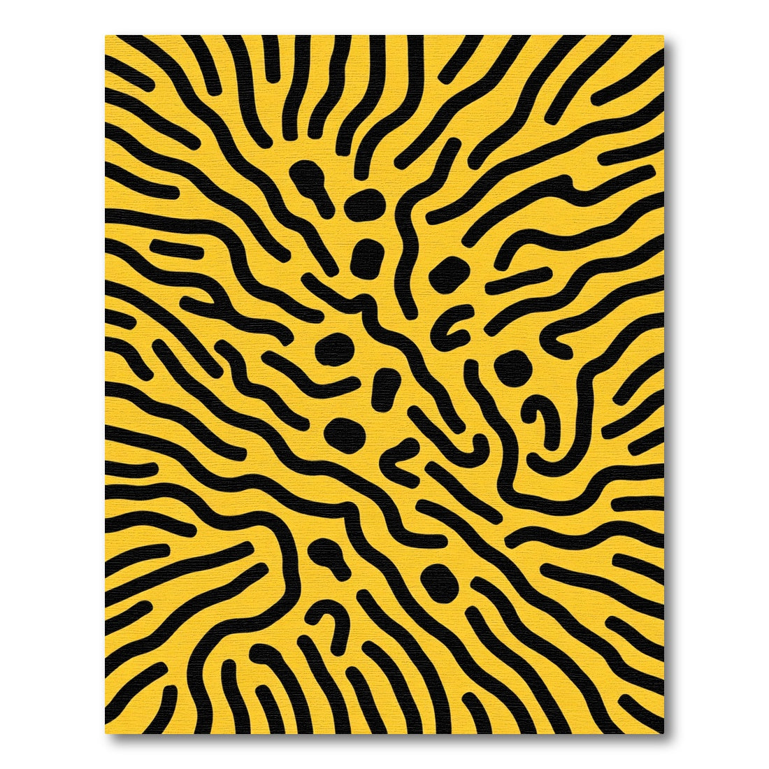 Yellow Black Abstract Organic Lines Rug