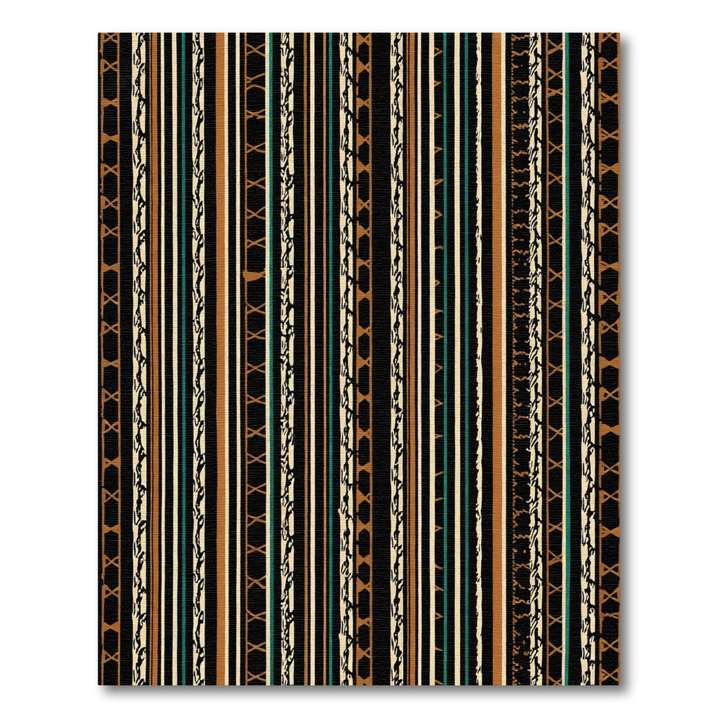Earthy Black Geometric Tribal Stripe Rug