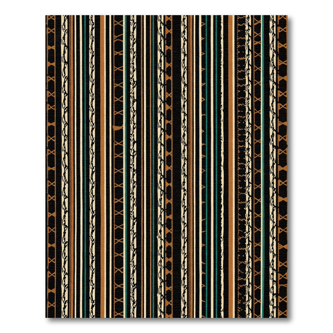 Earthy Black Geometric Tribal Stripe Rug