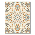 Terracotta Blue Floral Swirl Medallion Rug