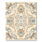 Terracotta Blue Floral Swirl Medallion Rug