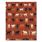 Whimsical Cat Silhouette Ochre Orange Rug