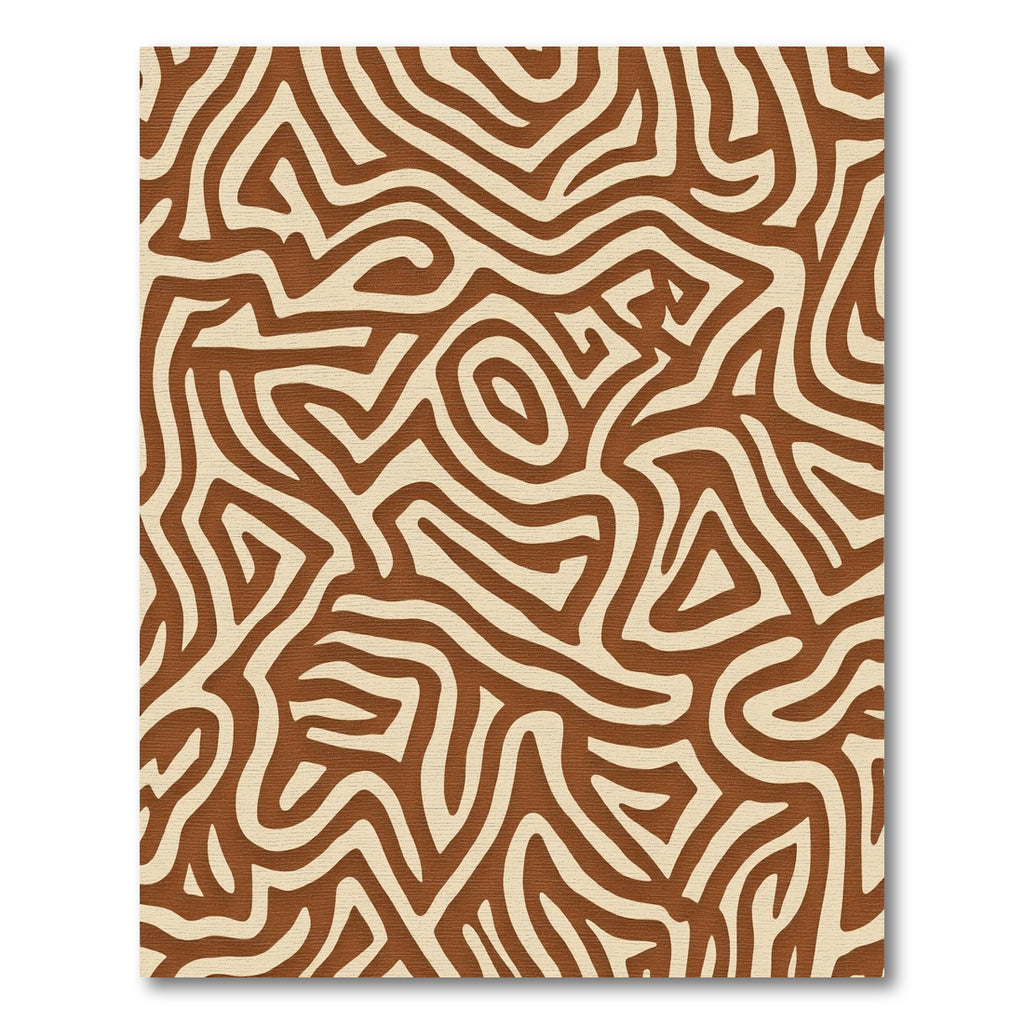 Organic Brown Tan Abstract Swirls Rug