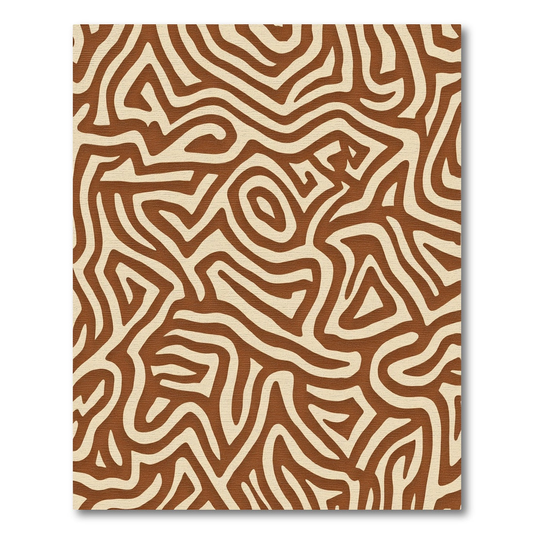 Organic Brown Tan Abstract Swirls Rug