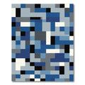 Cool Blue Abstract Geometric Blocks Rug