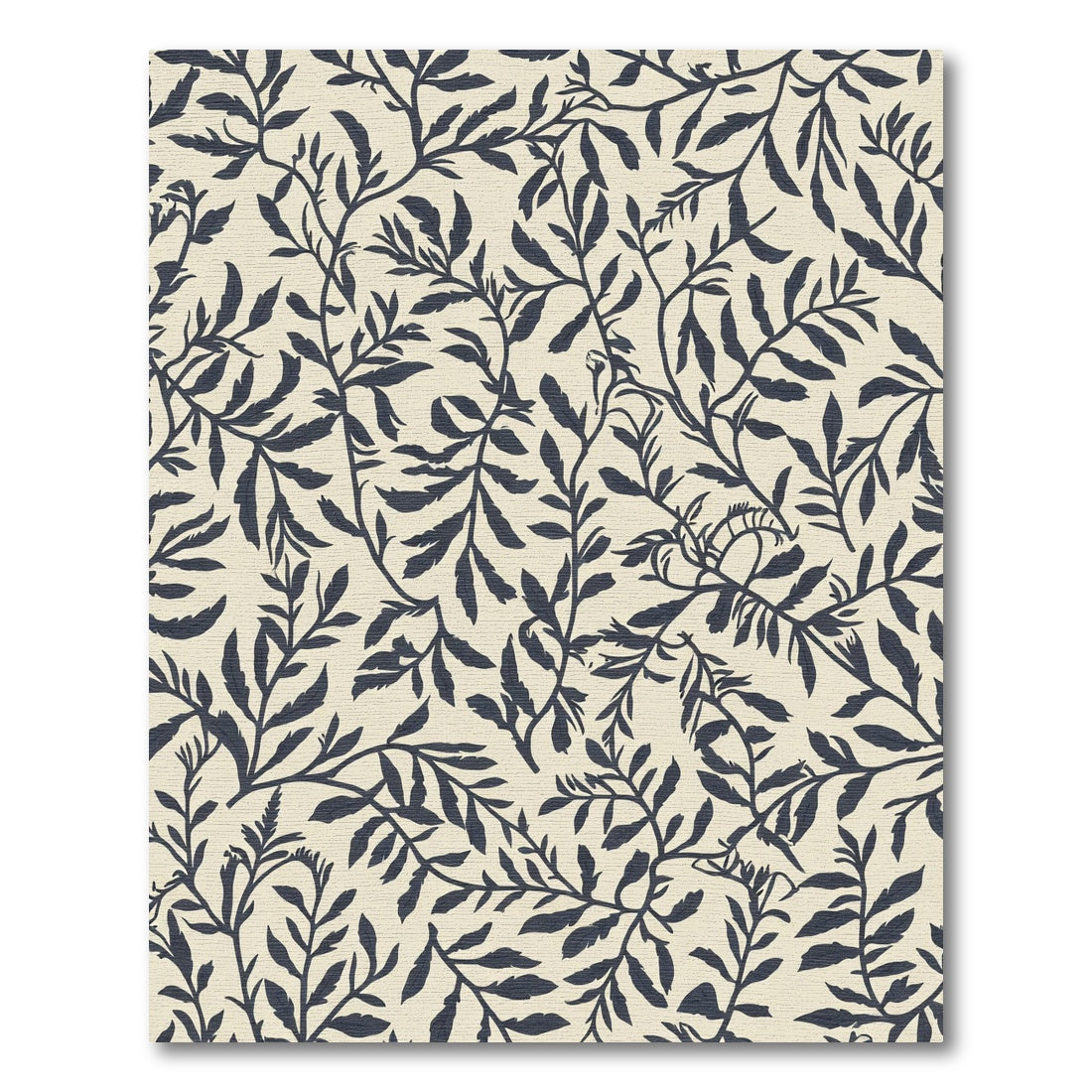 Dark Blue Leafy Vine Branch Rug