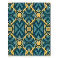 Teal Gold Interlocking Geometric Rug