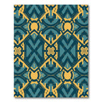 Teal Gold Interlocking Geometric Rug
