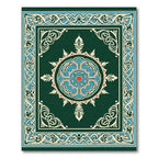 Deep Teal Intricate Medallion Border Rug