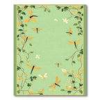 Golden Dragonflies Green Garden Whimsy Rug