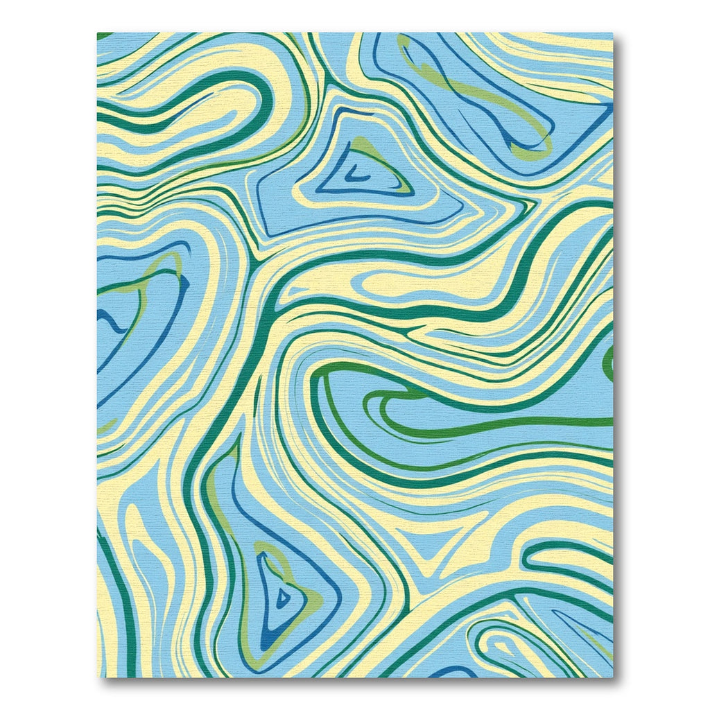 Fluid Blue Yellow Green Swirl Abstract Rug