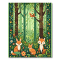 Woodland Foxes And Birds Forest Scene Rug
