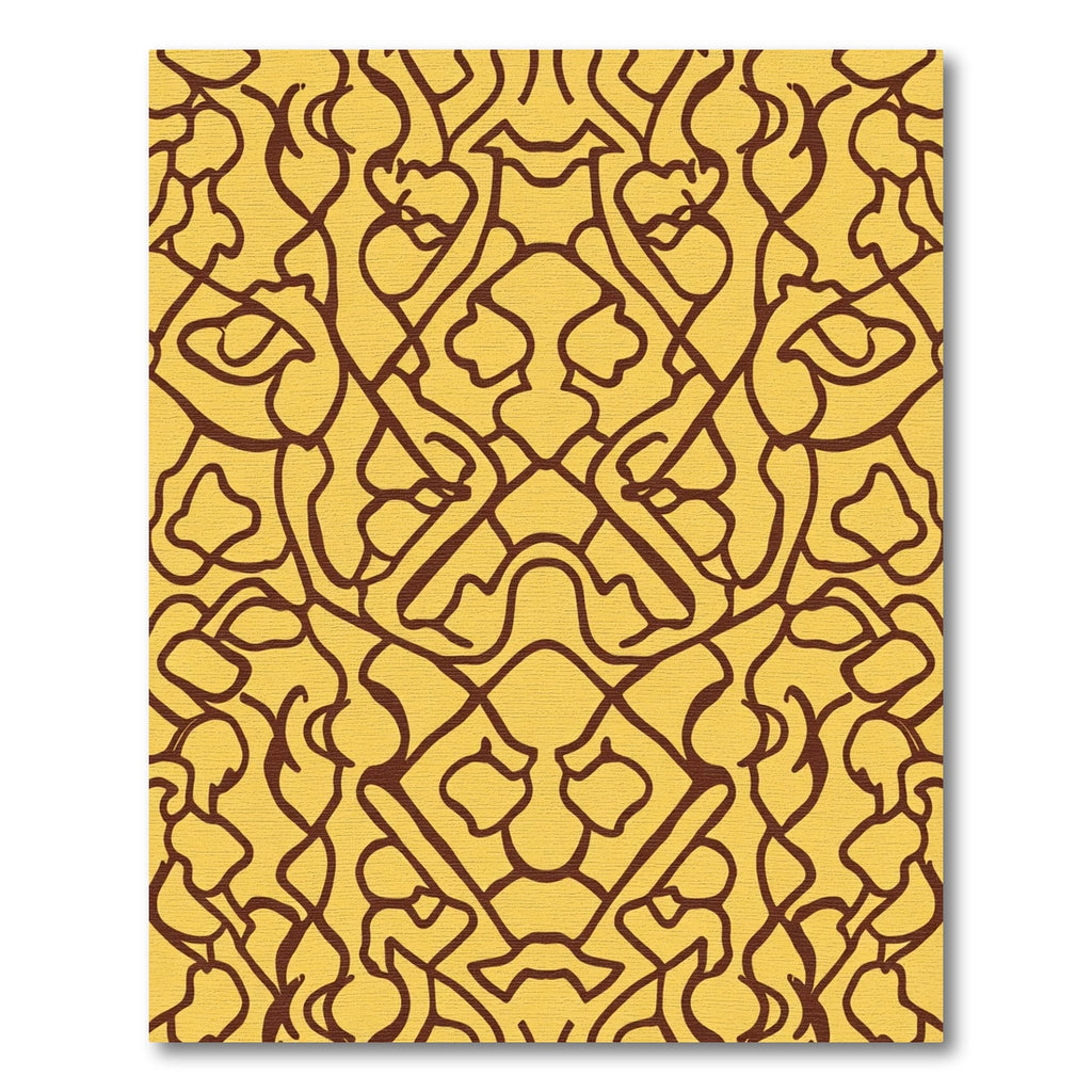Golden Amber Abstract Linework Rug