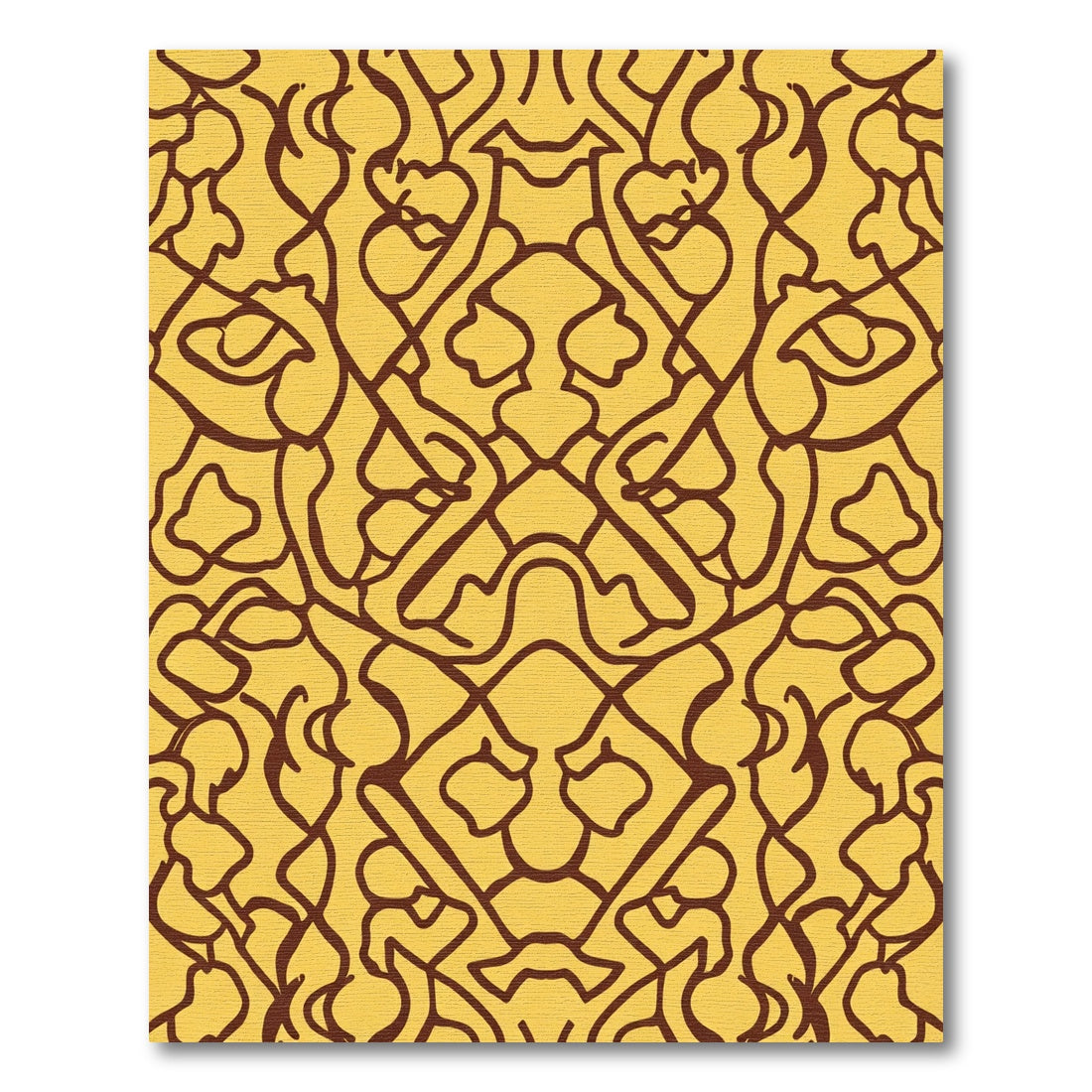 Golden Amber Abstract Linework Rug