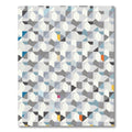 Geometric Abstract Blue Grey Accents Rug