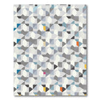 Geometric Abstract Blue Grey Accents Rug