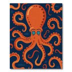 Amber Octopus Swirl Blue Background Rug